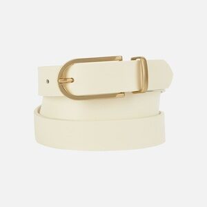 Italian leather cream belt with gold buckle